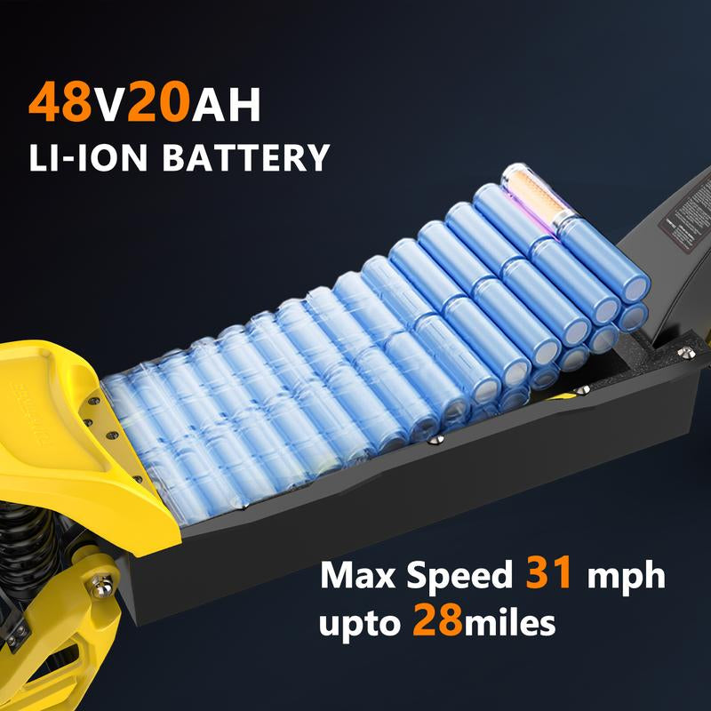 BEE 1500W Foldable E-Scooter: 31MPH Max, 40Mi Range, 11'' Off-Road Tires | Commuter Scooter for Adults & Teens Ebike