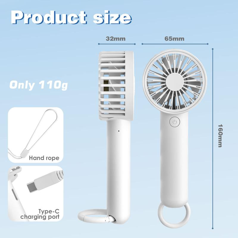 Mini Portable Fan, Small and Powerful, Cute Design 3 Speed Personal Handheld and Desktop, Lightweight USB Rechargeable for Makeup Stylish Girl Women Travel Indoor Outdoor