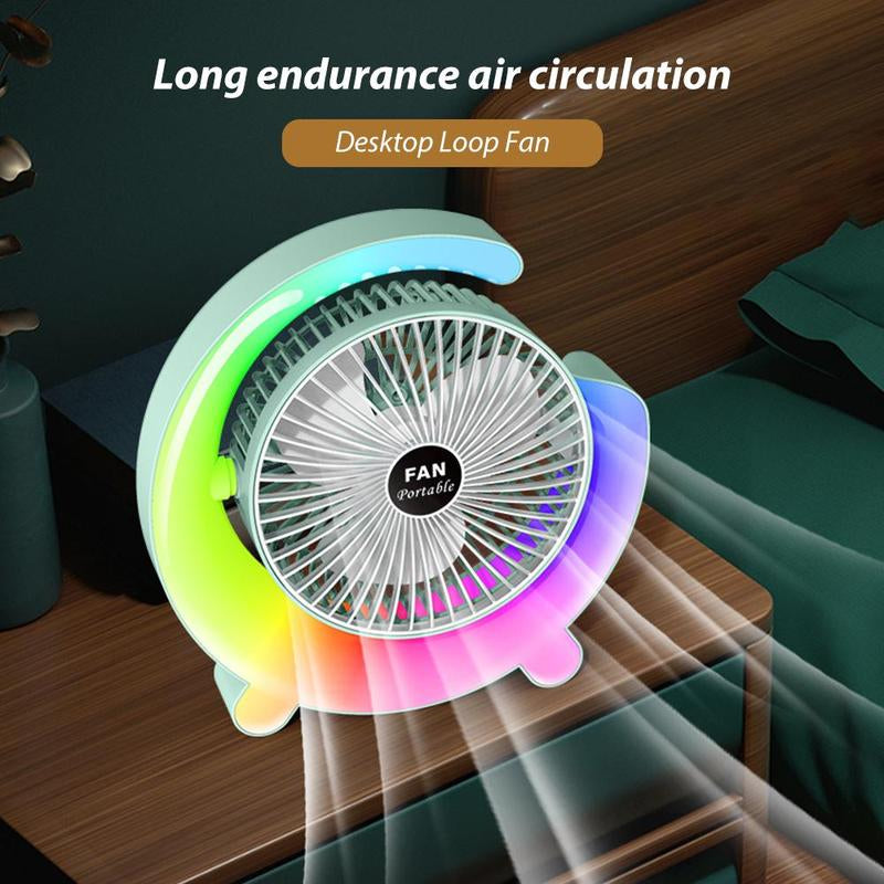 USB Rechargeable Desktop Fan, Multifunctional Desk Lamp Fan, Portable Mini Fan for Home Office Dormitory