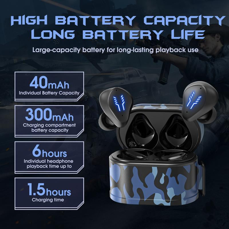 Mini Bluetooth Portable True Wireless Earbuds Modern Camo Audio Game Earphones Charging Case
