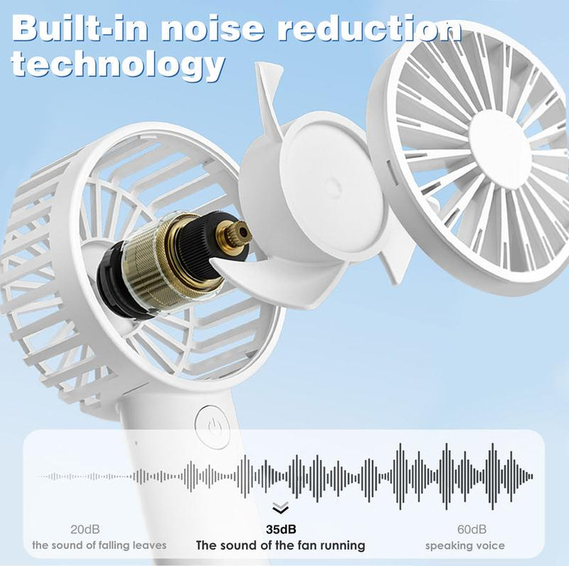Mini Portable Fan, Small and Powerful, Cute Design 3 Speed Personal Handheld and Desktop, Lightweight USB Rechargeable for Makeup Stylish Girl Women Travel Indoor Outdoor