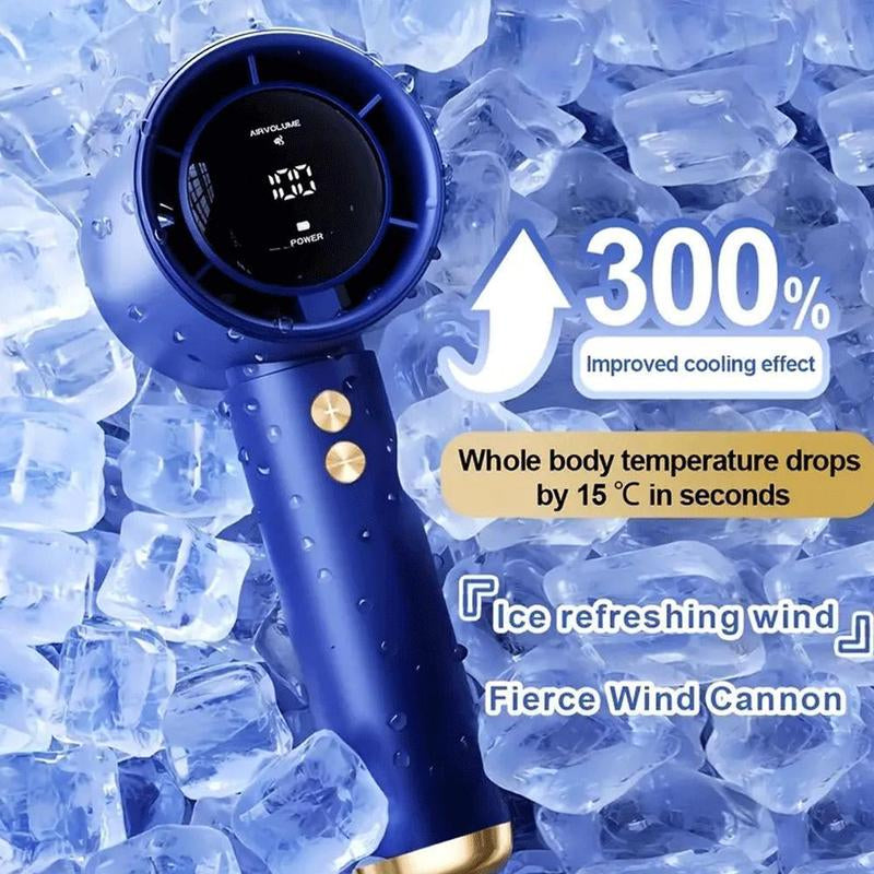 Portable Handheld Fan, 13000RPM Adjustable Mini Fan, USB Rechargeable Personal Fan, Digital Display Small Hair Dryer for Home Office Outdoor