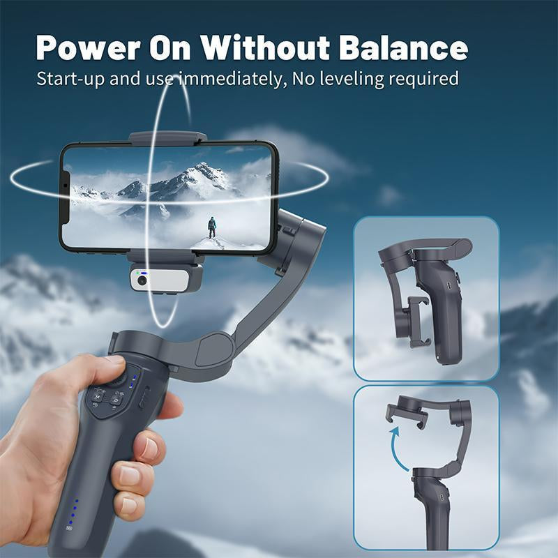 COMITOK Gimbal Stabalizer 3-Axis Handheld Phone Stabilizer for Smartphone with Fill Light, Active Rotating Automatic Face Tracking, Anti-Shake Shooting Desktop Stand for Video Recording, Tripod for Iphone & Android, Selfie Accessories Cellphone