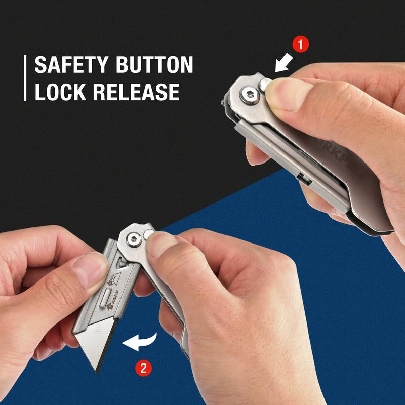 #Springtok WORKPRO 3-Pack Folding Utility Knife, Quick Change Blades Box Cutter, EDC Foldable Pocket Utility Knife Sets with Belt Clip