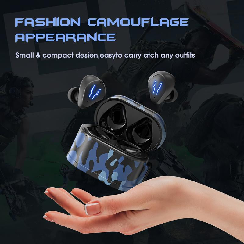 Mini Bluetooth Portable True Wireless Earbuds Modern Camo Audio Game Earphones Charging Case