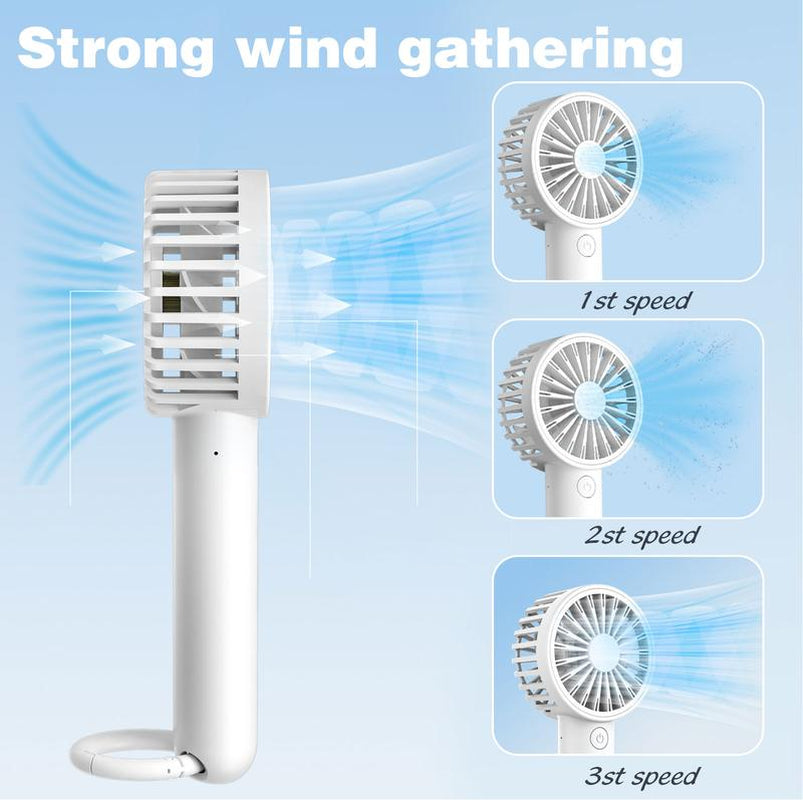 Mini Portable Fan, Small and Powerful, Cute Design 3 Speed Personal Handheld and Desktop, Lightweight USB Rechargeable for Makeup Stylish Girl Women Travel Indoor Outdoor
