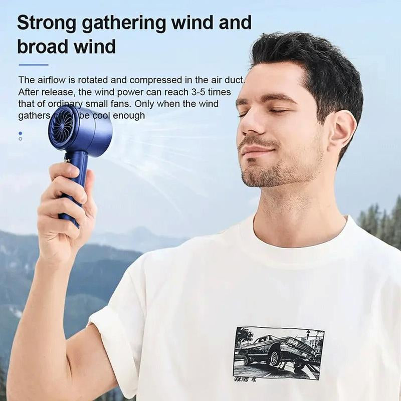 Portable Handheld Fan, 13000RPM Adjustable Mini Fan, USB Rechargeable Personal Fan, Digital Display Small Hair Dryer for Home Office Outdoor