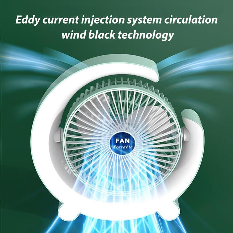USB Rechargeable Desktop Fan, Multifunctional Desk Lamp Fan, Portable Mini Fan for Home Office Dormitory