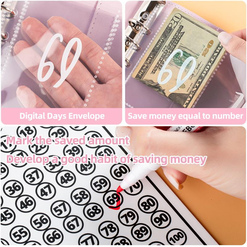 100 Envelopes Money Saving Challenge, Savings Challenges Budget Book Binder with Cash Envelopes Envelope Money Envelope Money Financial Organizer M