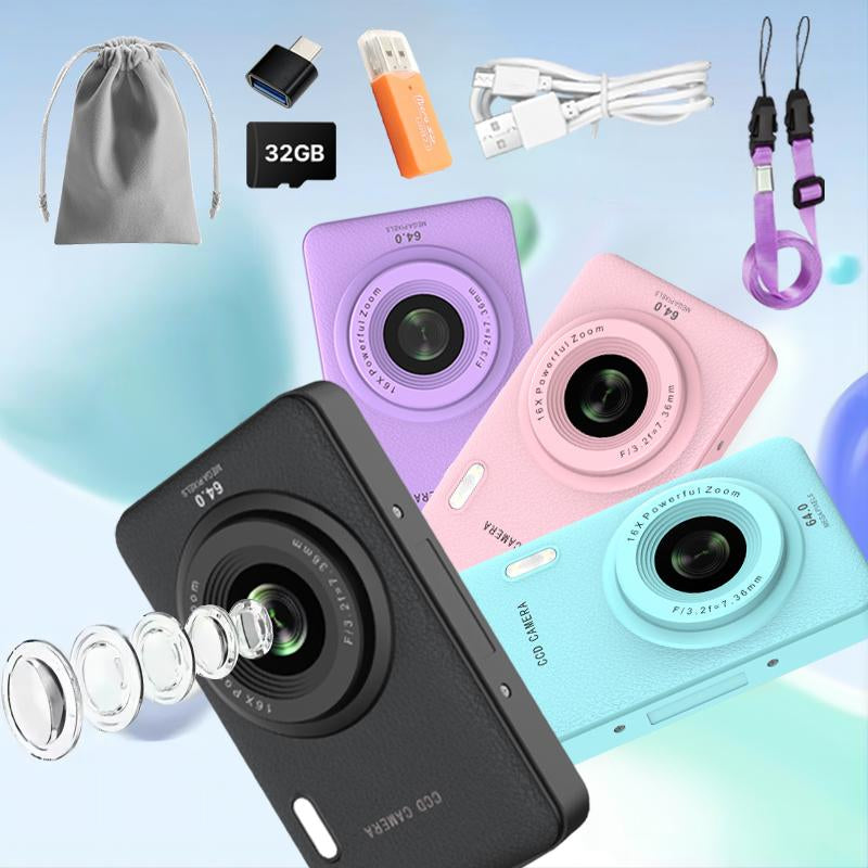 1080P Digital Camera with 32GB SD Card, 16X Optical Zoom, Portable Mini Camera, Point and Shoot Camera, Y2K Gifts