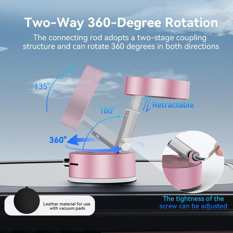 【Mother'S Day Gift】Vacuum Magnetic Suction Phone Holder,Upgraded 360° Adjustable Suction Cup Car Phone Mount,Hands-Free Cell Phone Holder for Car/Gym/Mirror/Smooth Surface,Compatible with Iphone 16/15/14/13/12 Series