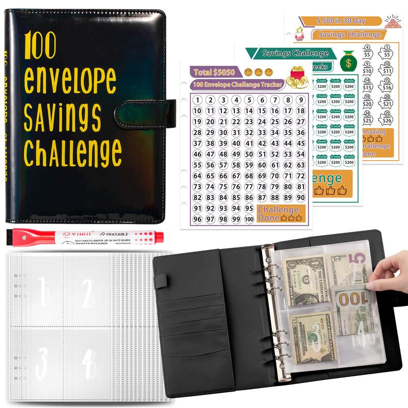 100 Envelopes Money Saving Challenge, Savings Challenges Budget Book Binder with Cash Envelopes Envelope Money Envelope Money Financial Organizer M