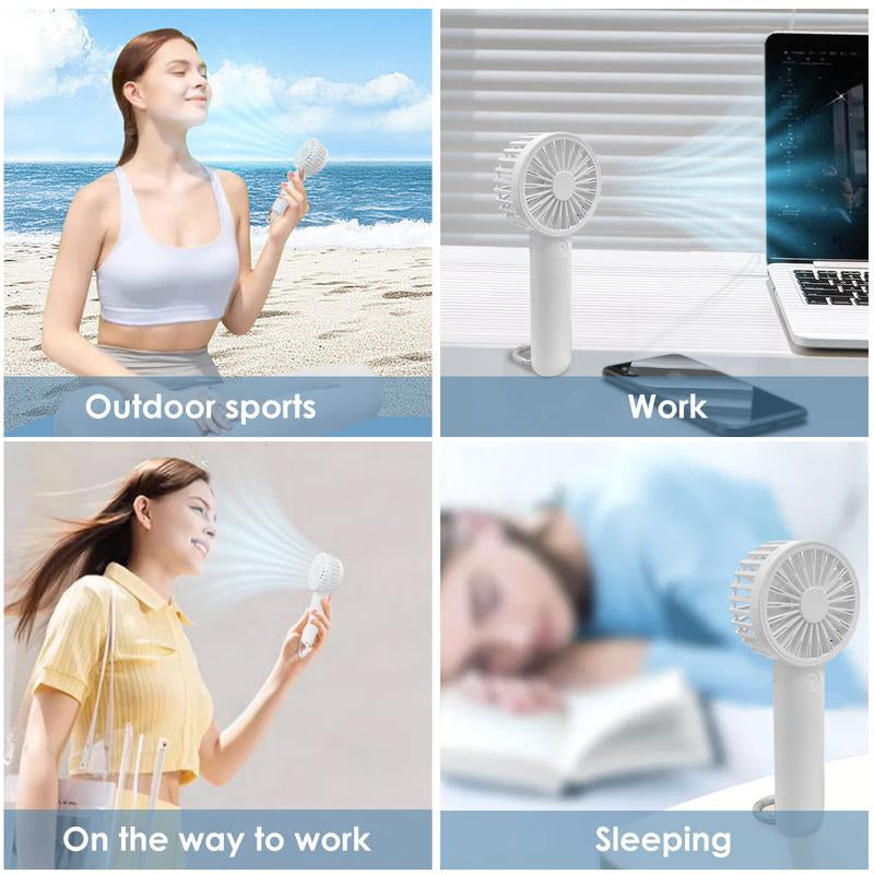Mini Portable Fan, Small and Powerful, Cute Design 3 Speed Personal Handheld and Desktop, Lightweight USB Rechargeable for Makeup Stylish Girl Women Travel Indoor Outdoor