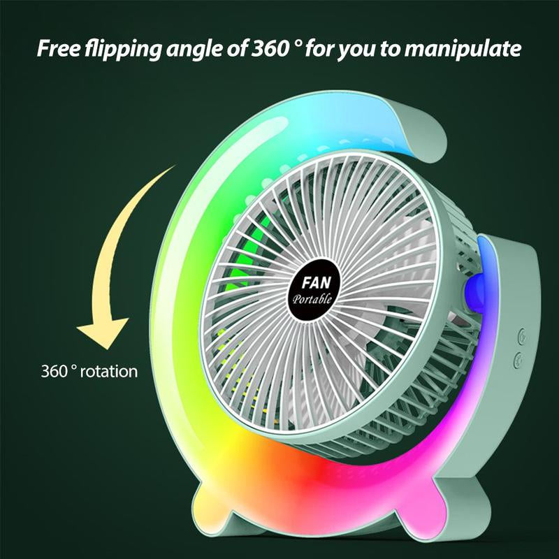 USB Rechargeable Desktop Fan, Multifunctional Desk Lamp Fan, Portable Mini Fan for Home Office Dormitory