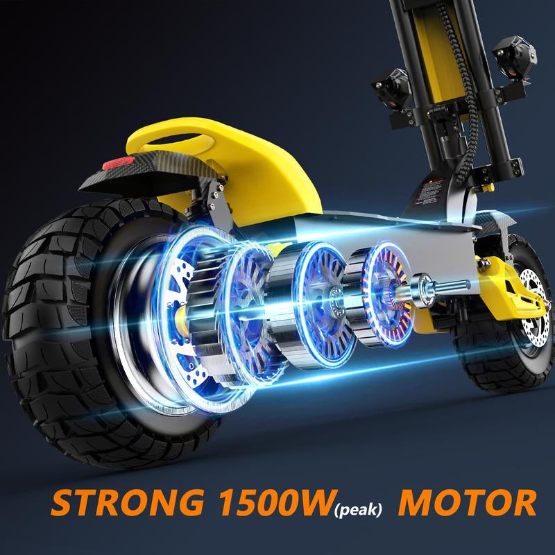 BEE 1500W Foldable E-Scooter: 31MPH Max, 40Mi Range, 11'' Off-Road Tires | Commuter Scooter for Adults & Teens Ebike