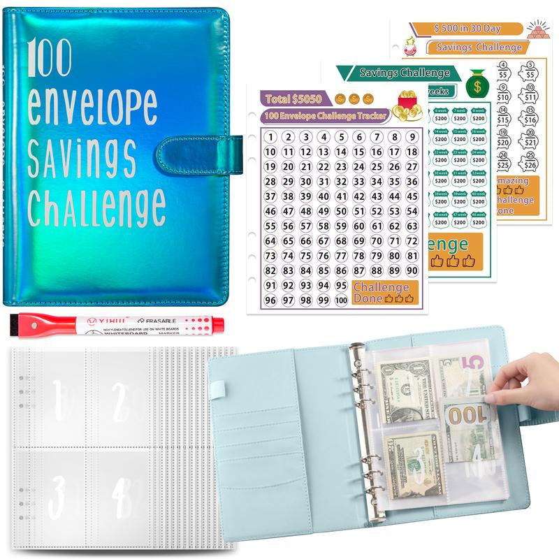 100 Envelopes Money Saving Challenge, Savings Challenges Budget Book Binder with Cash Envelopes Envelope Money Envelope Money Financial Organizer M