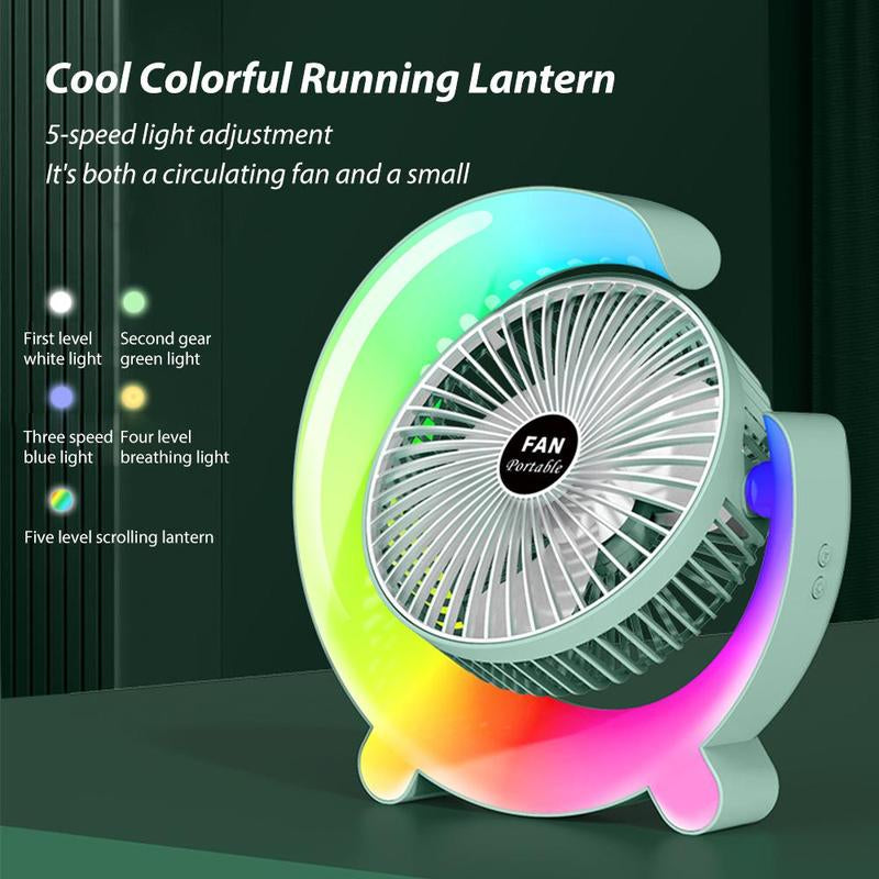 USB Rechargeable Desktop Fan, Multifunctional Desk Lamp Fan, Portable Mini Fan for Home Office Dormitory