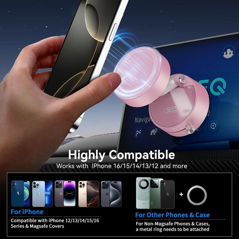 【Mother'S Day Gift】Vacuum Magnetic Suction Phone Holder,Upgraded 360° Adjustable Suction Cup Car Phone Mount,Hands-Free Cell Phone Holder for Car/Gym/Mirror/Smooth Surface,Compatible with Iphone 16/15/14/13/12 Series