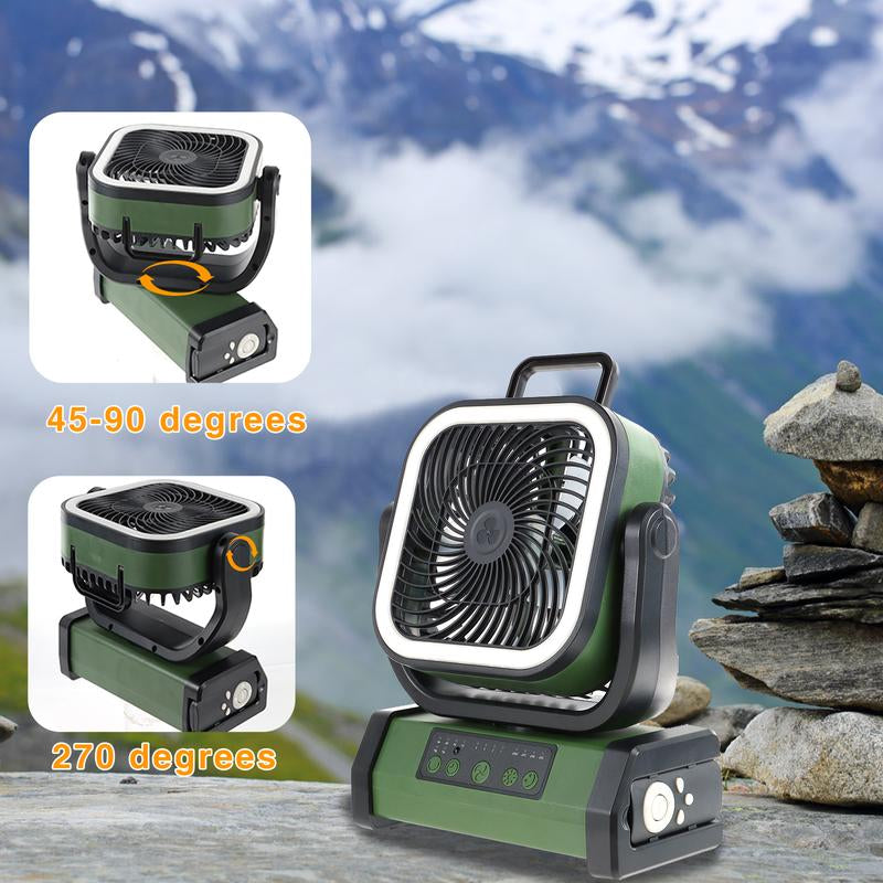 20000Mah Multifunction Portable Camping Fan with LED Light & Remote Control, Usb, Battery Fan, 4 Speeds, 360° Hook and Emergency Light for Rv/Tent